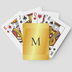 Jeu De Cartes Gold Metallo Modèle Monogramme Nom Moderne