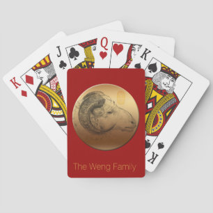 Jeu De Cartes Golden Chinese Ram Year personalized Playing cards