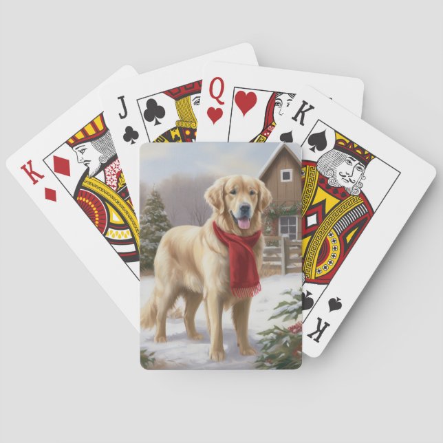 Jeu De Cartes Golden Retriever Dog in Snow Christmas (dos)