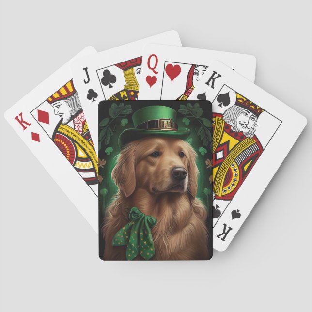 Jeu De Cartes Golden Retriever Dog in St. Patrick's Day (dos)
