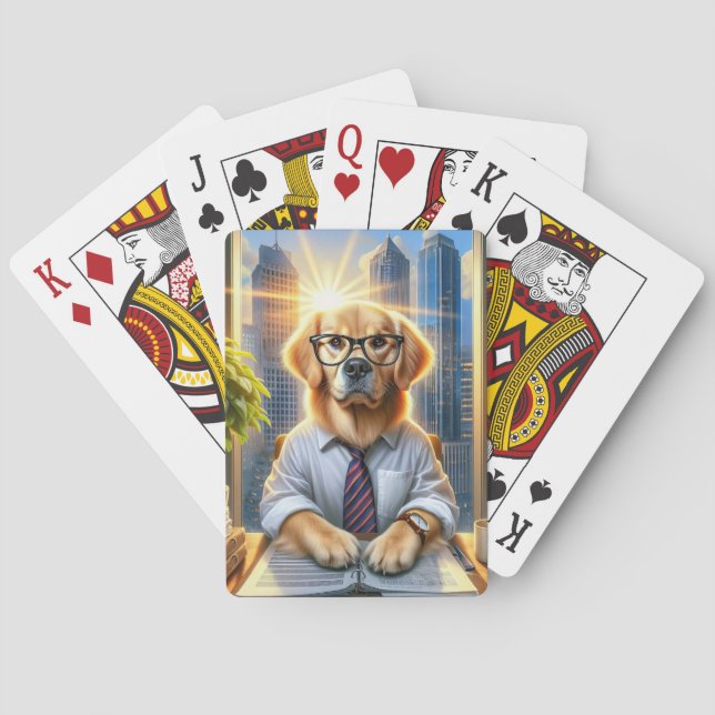 Jeu De Cartes Golden Retriever Homme d'affaires dans un bureau (dos)