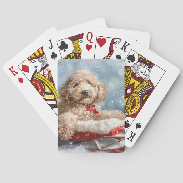 Jeu De Cartes Goldendoodle Chien Festif de Noël (dos)