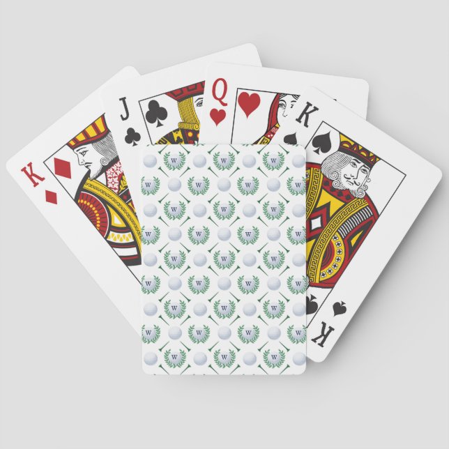 Jeu De Cartes Golf Ball, Tee, Laurel Wreath Motif & Monogramme (dos)
