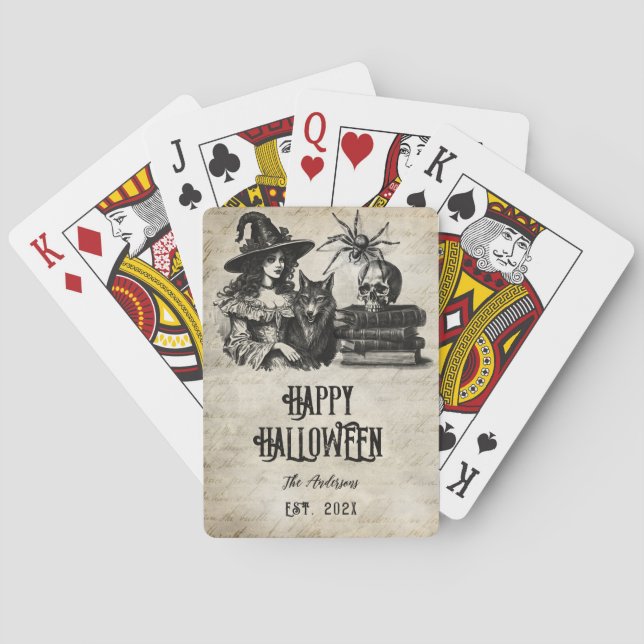 Jeu De Cartes Gothique Halloween crâne d'araignée de ciel (dos)