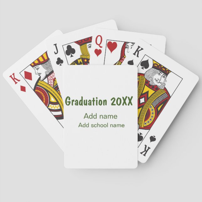 Jeu De Cartes Graduation 20XX ajouter nom année école vert moder (dos)