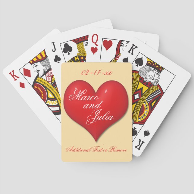 Jeu De Cartes Grand Cœur Rouge Mariage (dos)