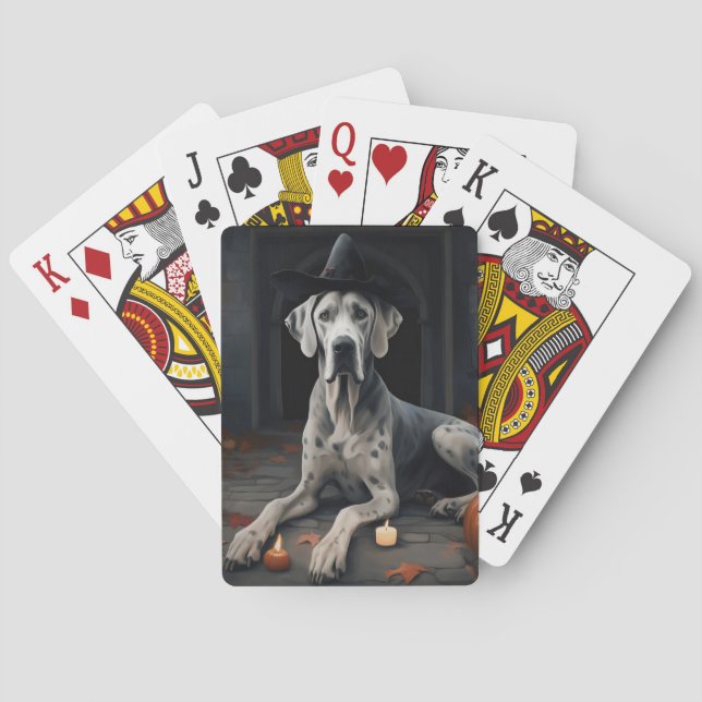 Jeu De Cartes Grand Dane Citrouille Halloween flip d'effroi (dos)