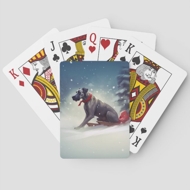 Jeu De Cartes Grand Dane Noël hiver neige (dos)