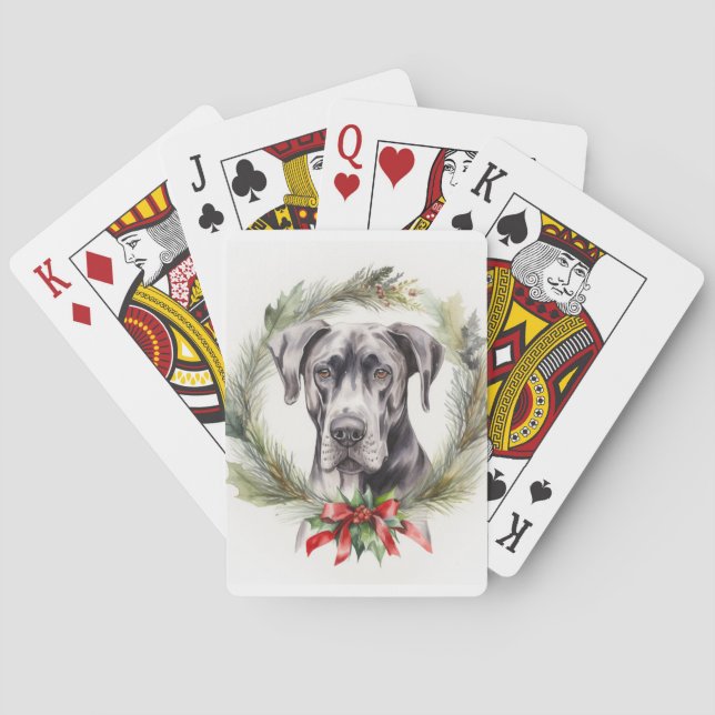 Jeu De Cartes Grand Dane Noël Wreath Festive Pup (dos)