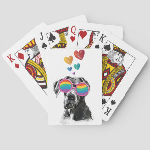 Jeu De Cartes Grand Danois avec coeurs Saint-Valentin