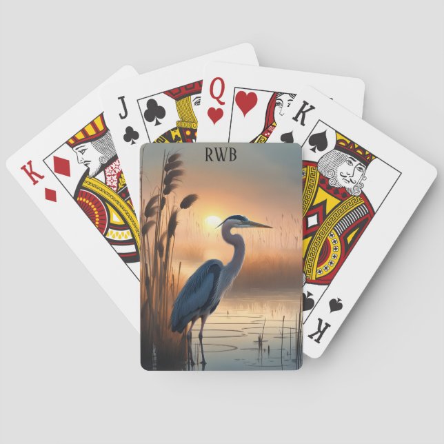 Jeu De Cartes Grand héron bleu à Sunrise (dos)