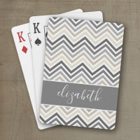 Grand Motif Chevron avec nom gris beige