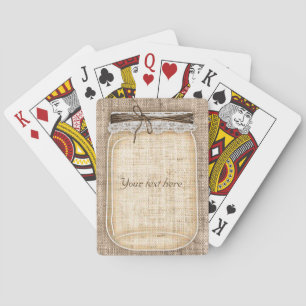 Jeu De Cartes Grand pot Mason avec Burlap & Dentelle Rustique Pe