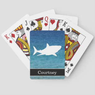 Jeu De Cartes Grand requin blanc sur l'arrière - plan d'océan