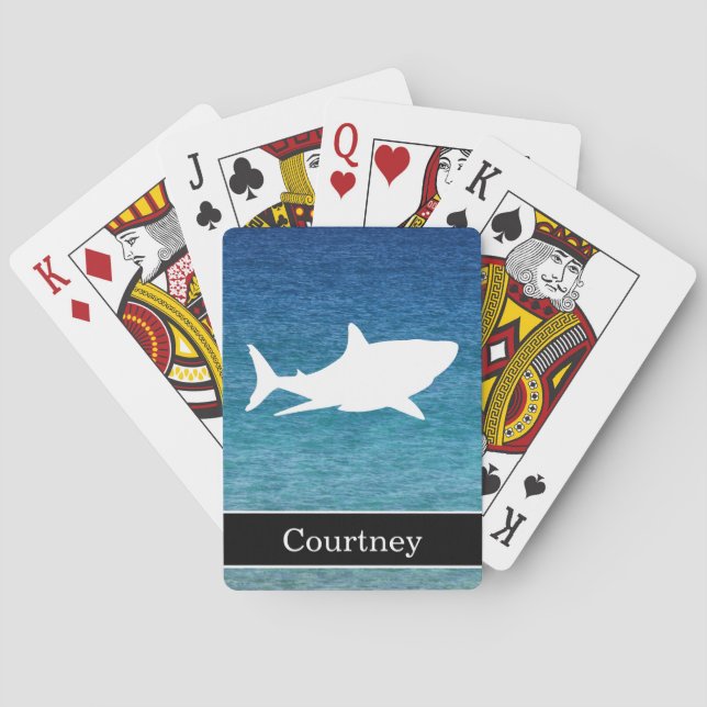Jeu De Cartes Grand requin blanc sur l'arrière - plan d'océan (dos)