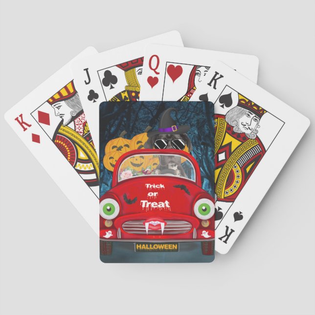 Jeu De Cartes Grande Dane Chien Conduite Voiture Effrayant Hallo (dos)