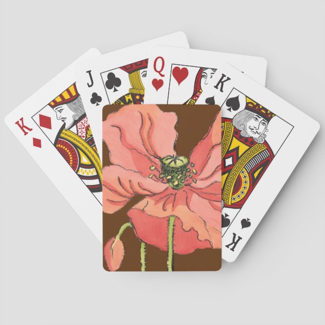 Jeu De Cartes Grande Fleur rose avec Arrière - plan rouge profon (dos)