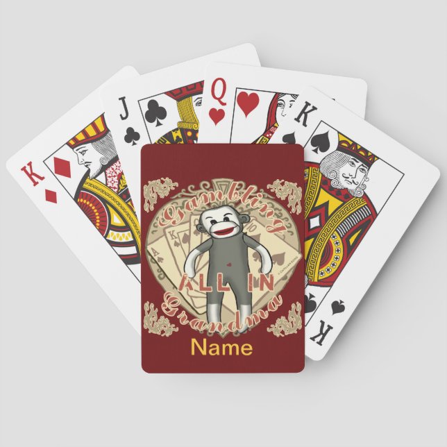 Jeu De Cartes Grandma Sock Monkey poker Jouer des cartes (dos)