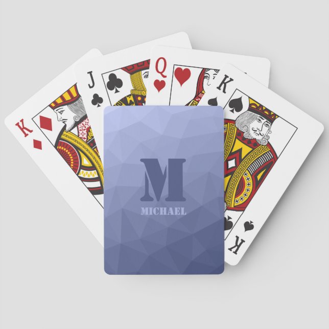 Jeu De Cartes Gray blue geometric mesh pattern Monogram (dos)