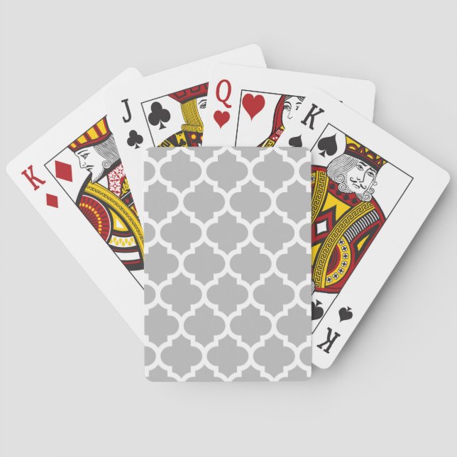 Jeu De Cartes Gray White Moroccan Quatrefoil Pattern #5 (dos)