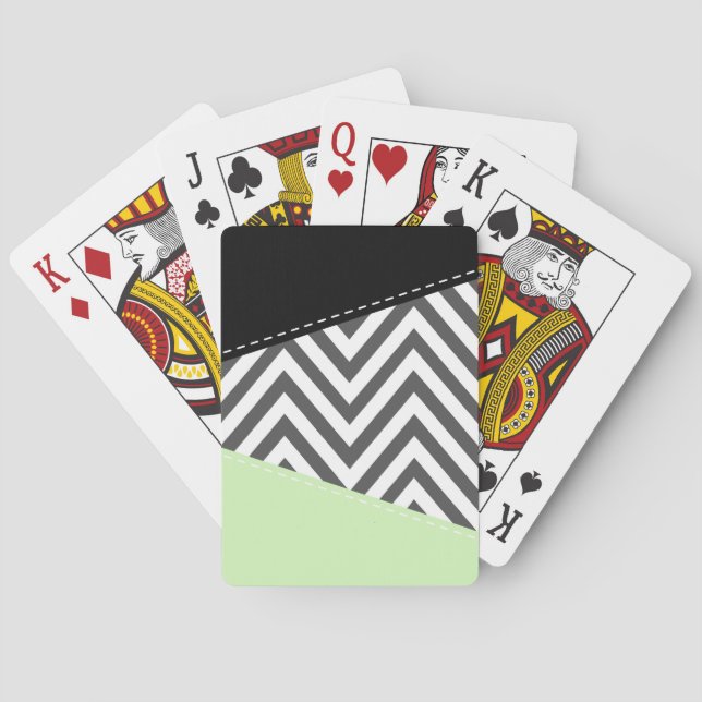 Jeu De Cartes Gray Zigzag, Gray Chevron, Zigzag Pattern, Mint (dos)