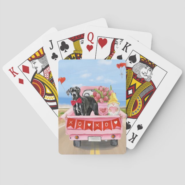 Jeu De Cartes Great Dane Chien Valentine's Day Truck (dos)