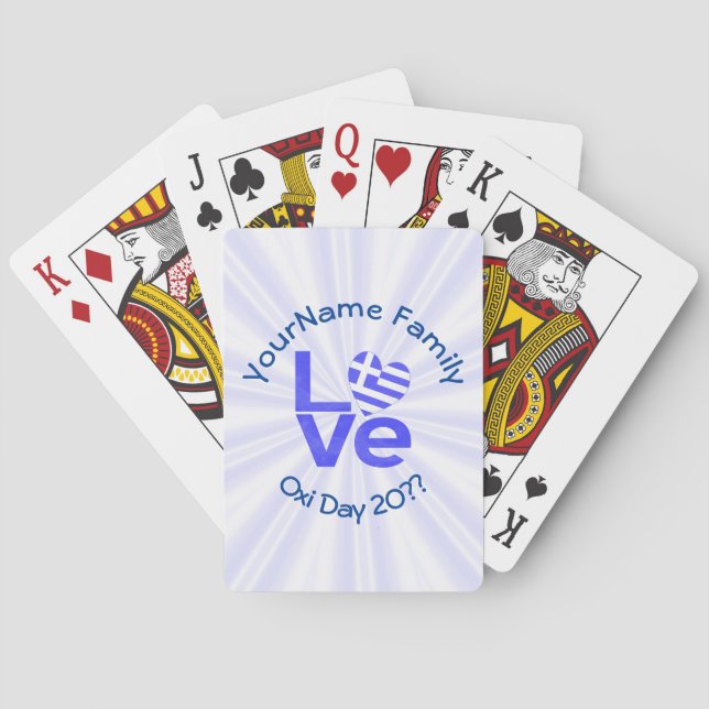 Jeu De Cartes Grèce Coeur Drapeau Bleu AMOUR Personnalisé (dos)