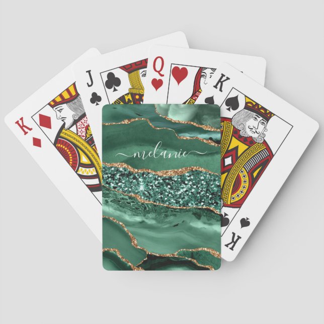 Jeu De Cartes Green Gold Nom personnalisé Lecture des cartes (dos)