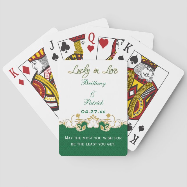 Jeu De Cartes Green Gold White Mariage irlandais jouer cartes (dos)