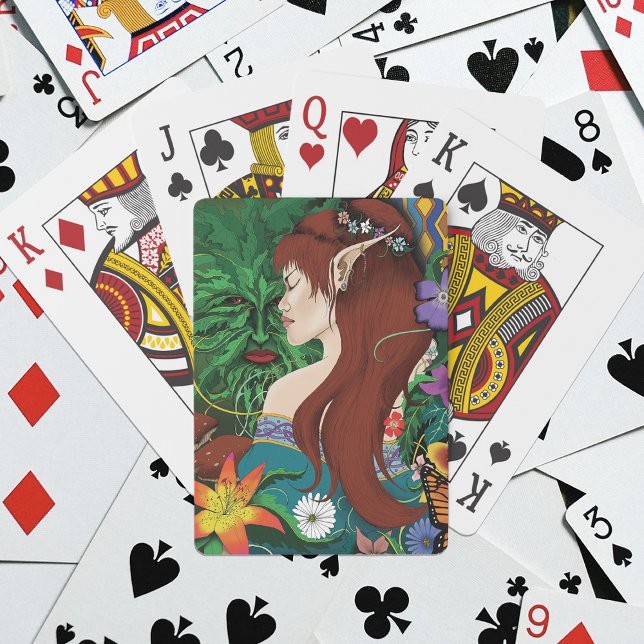 Jeu De Cartes Green Man Elf Fantasy Floral Illustration (Créateur téléchargé)