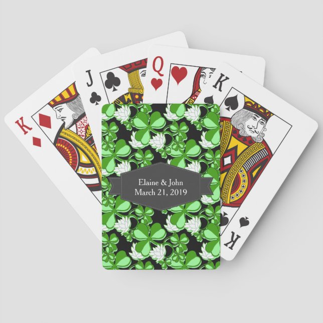 Jeu De Cartes Green St. Patrick's Day Green Shamrock Irlande (dos)