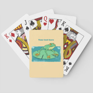 Jeu De Cartes Grenouille verte mignonne sur un tapis de nénuphar