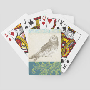 Jeu De Cartes Grey Owl sur Arrière - plan Motif
