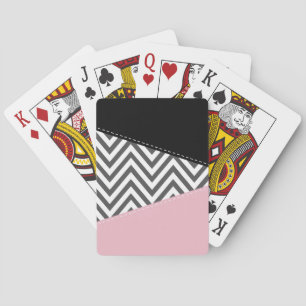 Jeu De Cartes Gris Zigzag, Gris Chevron, Motif Zigzag, Rose