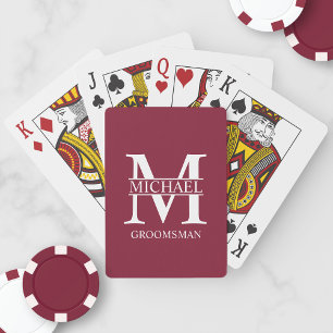 Jeu De Cartes Groomsmen Personnalisé Classique Monogramme et nom
