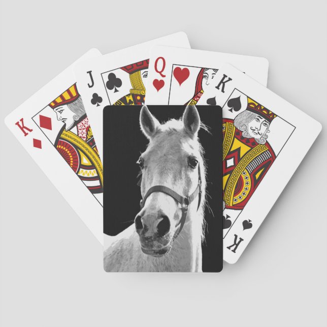 Jeu De Cartes Gros plan Cheval blanc noir en nuit (dos)