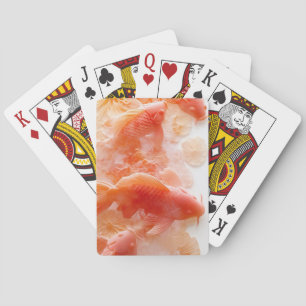 Jeu De Cartes Groupe de poissons Jade Carved Koi
