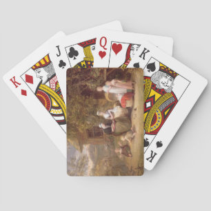 Jeu De Cartes Groupe familial devant un chalet à chaume (huile s