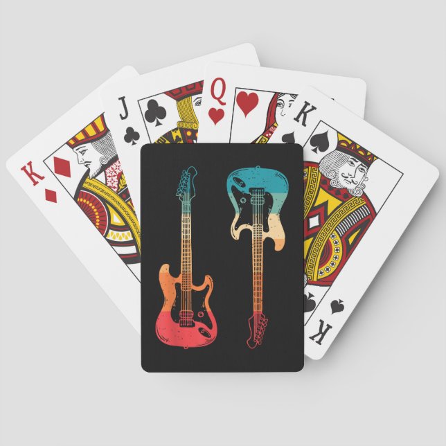 Jeu De Cartes Guitare Rétro Guitariste Électrique Basse Guitare  (dos)