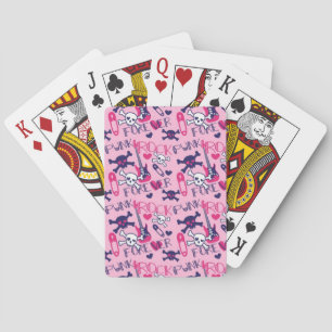 Jeu De Cartes Guitares électriques et crânes roses