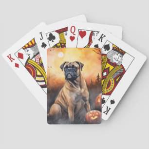 Jeu De Cartes Halloween Bullmastiff avec citrouilles effrayant