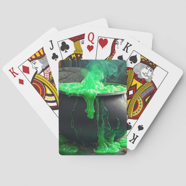 Jeu De Cartes Halloween en cauldron de sorcière bouillonnante (dos)