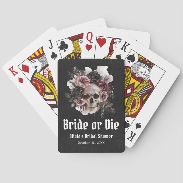 Jeu De Cartes Halloween Fleur Crâne Mariée ou Mourir Enterrement (dos)