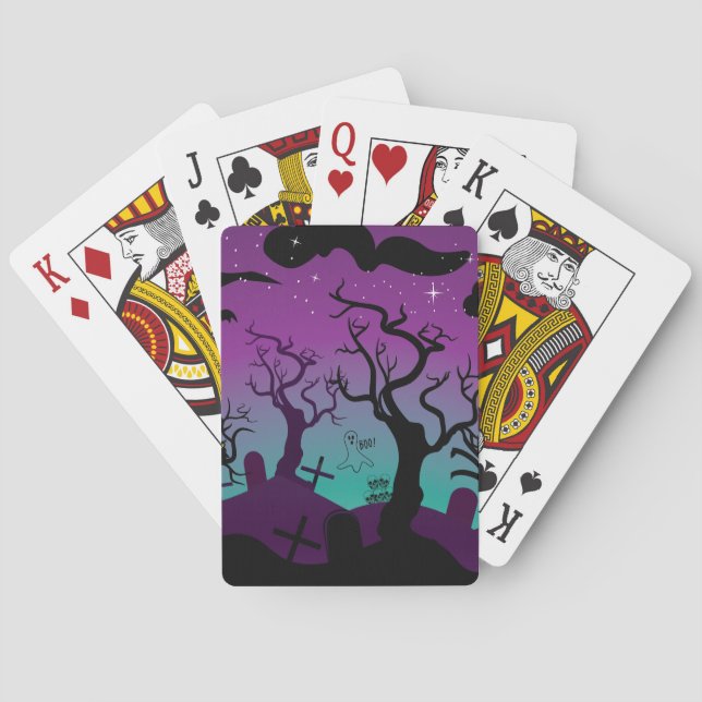 Jeu De Cartes Halloween noir, violet, turquoise (dos)