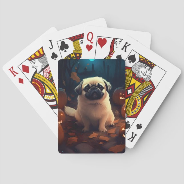 Jeu De Cartes Halloween Pekingese Avec Peur Citrouille (dos)