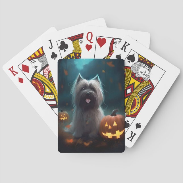 Jeu De Cartes Halloween Skye Terrier Avec La Peur Citrouille (dos)