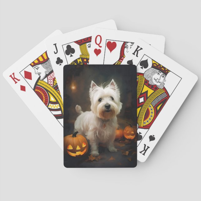 Jeu De Cartes Halloween West Highland White Terrier Citrouilles (dos)