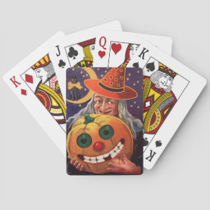 Jeu De Cartes Halloween Witch with Funny Pumpkin