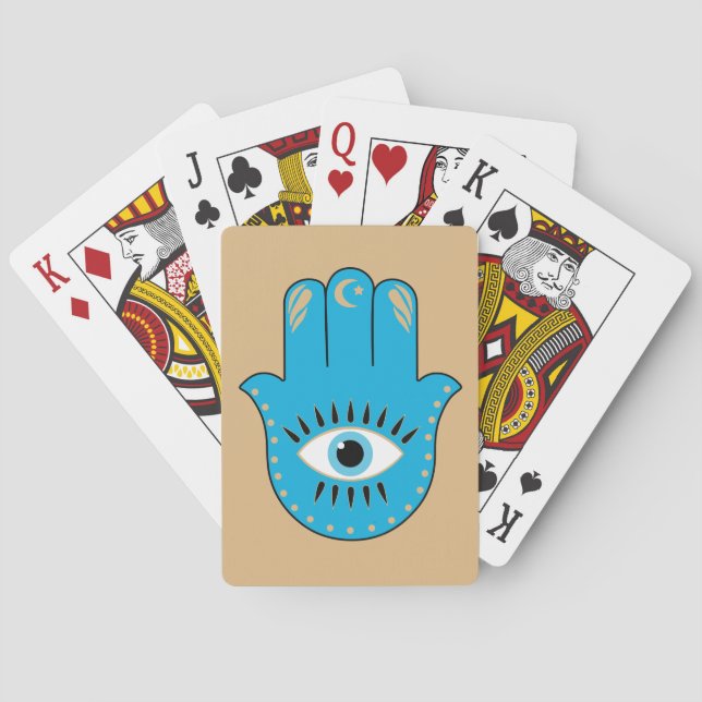 Jeu De Cartes Hamsa main Grec mal Oeil bleu (dos)