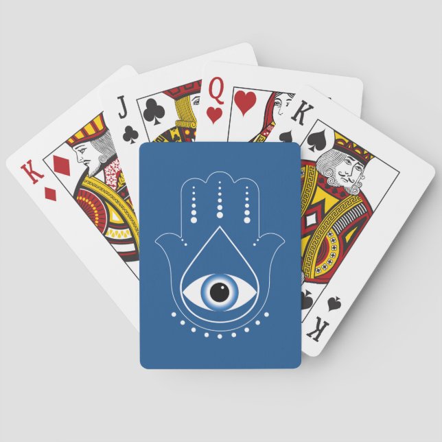 Jeu De Cartes Hamsa main Grec mal Oeil bleu (dos)